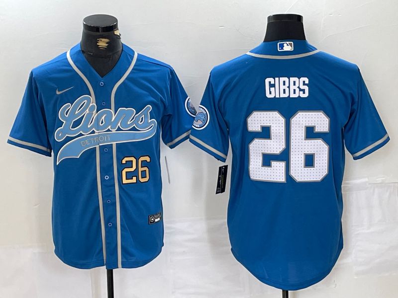 Men Detroit Lions #26 Gibbs Blue Joint Name 2024 Nike Limited NFL Jersey style 2->detroit lions->NFL Jersey